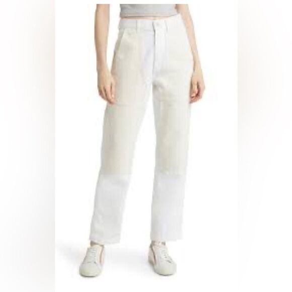 Madewell 90s Straight JeanTwo-Tone cream/white denim Workwear carpenter 27 NWT - Picture 2 of 12